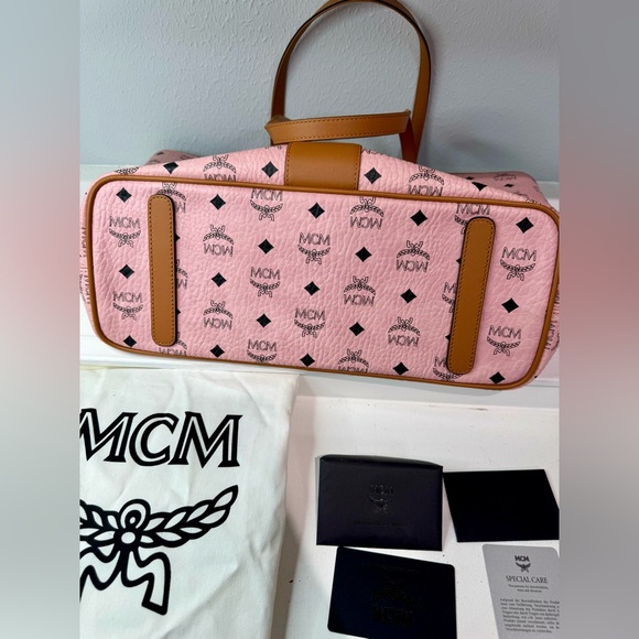 AUTH NWT MCM Anya Zip Top Medium Coated Canvas Shopper Tote In Multi - Picture 3 of 7